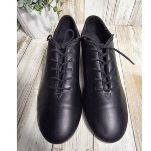 So Danca Tap Shoes Black Oxford Low Heel Vegan Leather Women 8.5L M TA-05